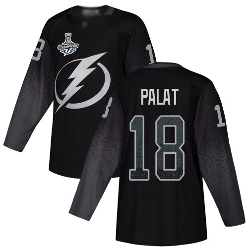 Adidas Tampa Bay Lightning Men #18 Ondrej Palat Black Alternate Authentic 2020 Stanley Cup Champions Stitched NHL Jersey